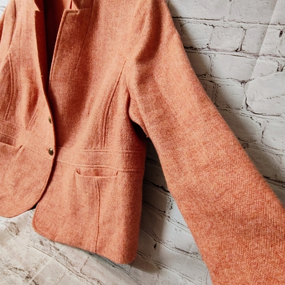 Talbots Classic Shetland Wool Blend Tweed Pink Blazer 22 WP Herringbone Plus Pet - Picture 8 of 16